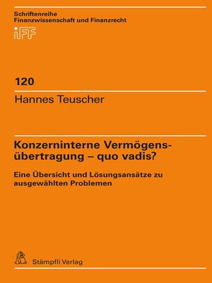 cover image of Konzerninterne Vermögensübertragung – quo vadis?